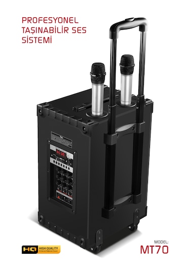 Ultratekno  Powerway Mayestro MT70 10" Şarjlı Kumandalı Çift Mikrofonlu Hoparlör Amfiler