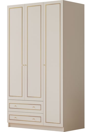 Rabi Mobilya Gold Country 3 Kapaklı 2 Çekmeceli Gardırop