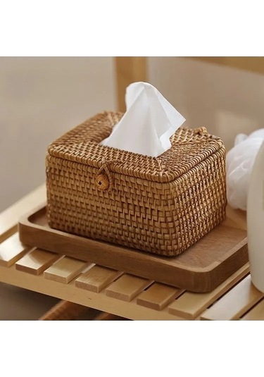 Besthome1 Sarı Renk Ahşap Rattan Peçete Tutucu: Masa Üstü, Organize, Rustik, Dayanıklı Diğer