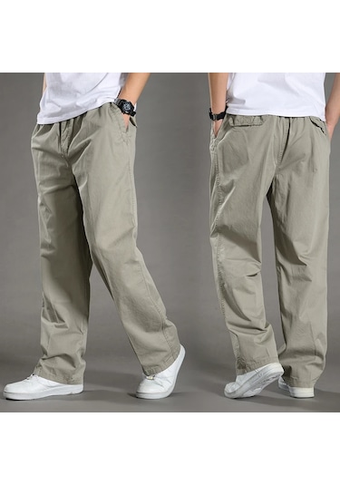 Gqxaon Erkek Kargo Pantolon - Pamuk Siyah İş Pantolonu - Rahat Yaz Tırmanma Joggers Bej
