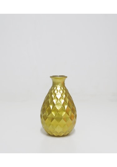 Missi Gold Baklava Kabartmalı Cam Vazo 12 Cm