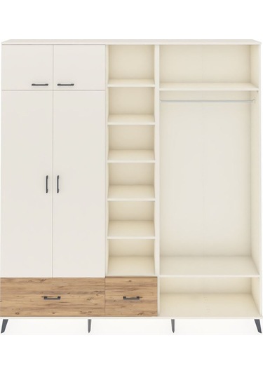 Arges Dolap 12 Raflı 2 Çekmeceli 2 Askılı 220x30x243 Aytaşı-aytaşı/çam Aytası/atlas Çam