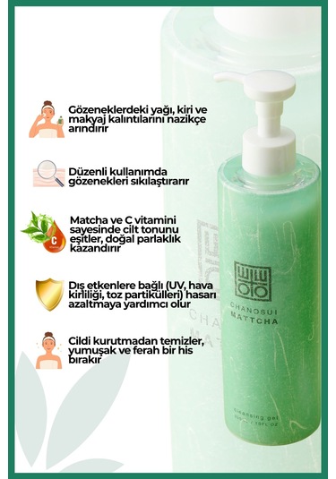 Cosmetex Roland Cha No Sui Matcha Yüz Temizleme Jeli 300 ML