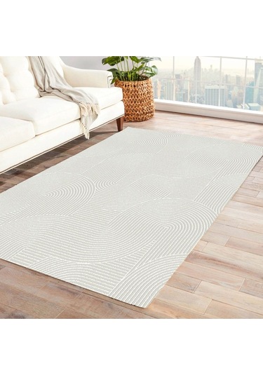 Jassrug Rölyef Halı 120x180 Joy Krem Krem Makine Halısı