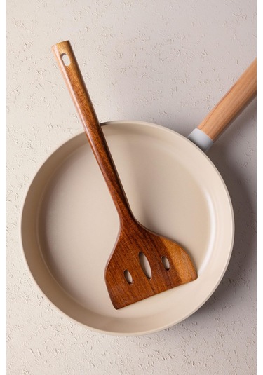 The Mia Natura Akasya Delikli Spatula 34x10 Cm Ahşap