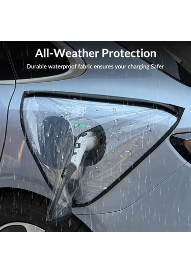 Elektrikli Araç Şarj Portu Manyetik Koruyucu Kılıf Yağmur, Kar Ve Toz Koruması Klasik Düz Yağmur Kılıfı Siyah