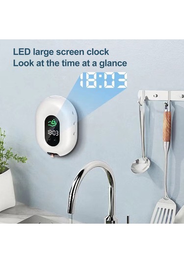 Qf Köpük Sabunluk, 12oz El Sabunu Dispenseri Şarj Edilebilir Şeffaf