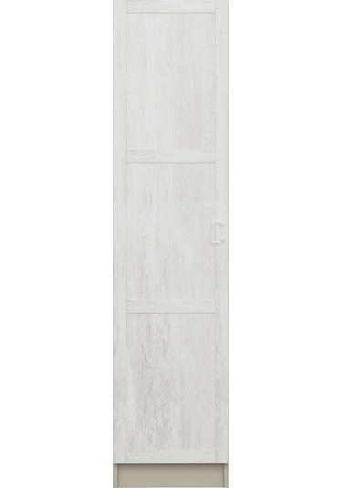 Minar Kale 1 Kapaklı Dolap 210cm - Kumtaşı/eskitme Beyaz - Raflı Çok Renkli