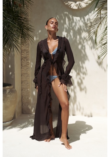 Freya Kahve Uzun Elbise Kahve