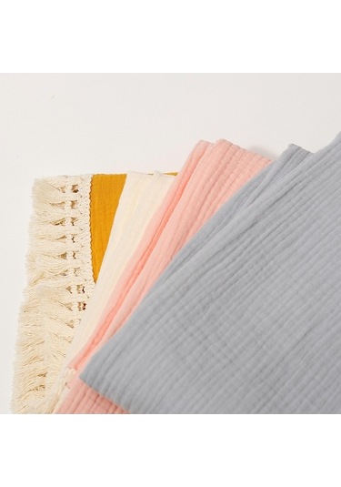 Flybuy Yumuşak Xindoker Ve Püsküllü Muslin Doğa Dostu Bebek Battaniyesi 80x65cm Haki
