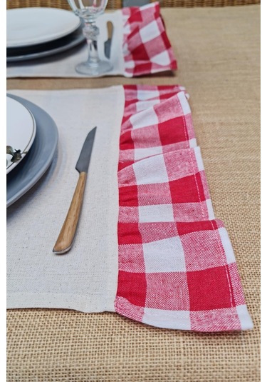 Amerikan Servisi Fırfırlı Retro 2 Lü Kırmızı