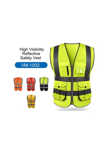 Ranyeek Vm-1002 Çift Taraflı Fosforlu Emniyet Yeleği - Çalışma, Bisiklet, Trafik İçin Yüksek Parlaklıklı, Çok Cepli, Yıkama Kolay Sarı-siyah, M Siyah Ve Sarı