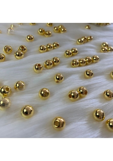 Gold Lüks Plastik Delikli İnci Boncuk 8mm 50gr