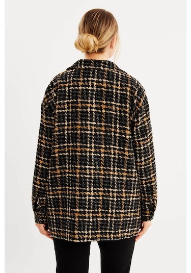 Kareli Tüvit Ceket Kahverengi