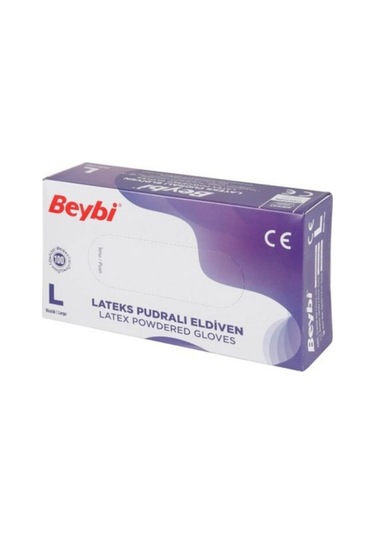 Beybi Pudralı Lateks Eldiven Beyaz L 100'lü