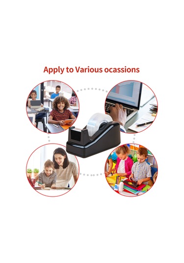 Springsun Scotch Masaüstü Bant Dispenser-kesici, Kaymaz Taban - Ofis/ev/okul/dıy, Siyah