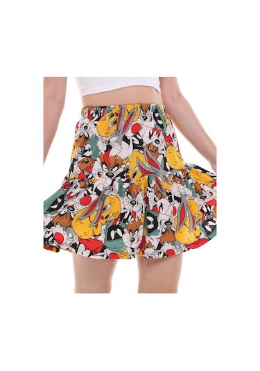 Çizgi Film Karakterli Jarse Kumaş Şort Etek-432-çok Renkli Çok Renkli