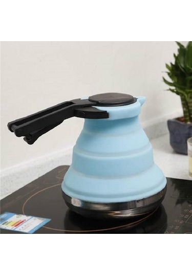 Mutfak Katlanabilir Silikon Su Kahve Demlik Gök Mavisi