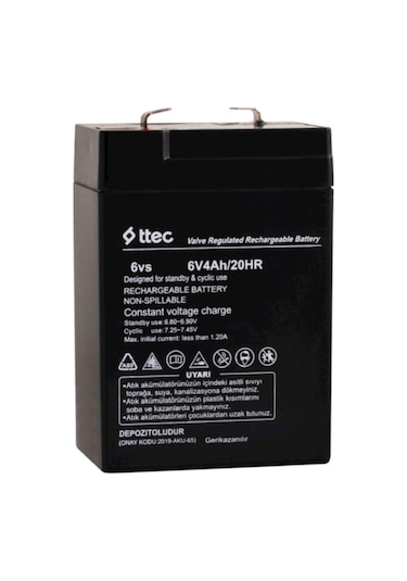 Işıldak Aküsü 6V 4Ah Akü Işıldak Aküsü Ttec 6V4Ah/20Hr