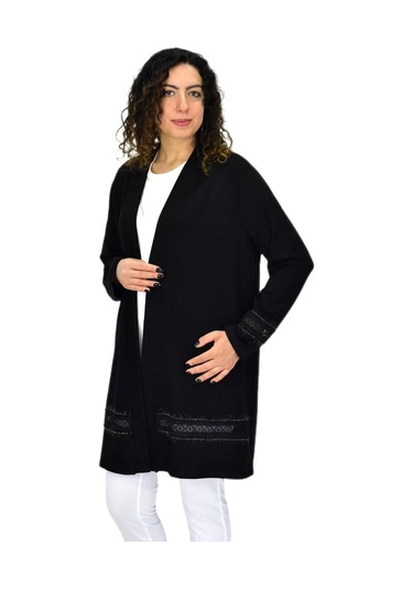 Kadın Siyah Likralı Viskon Hırka Bgl-st04678 Siyah