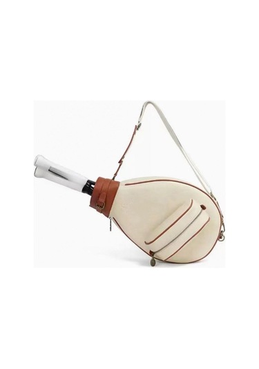 Suntek Tenis Çantası Omuz Kadın Erkek Açık Beyaz-kahverengi