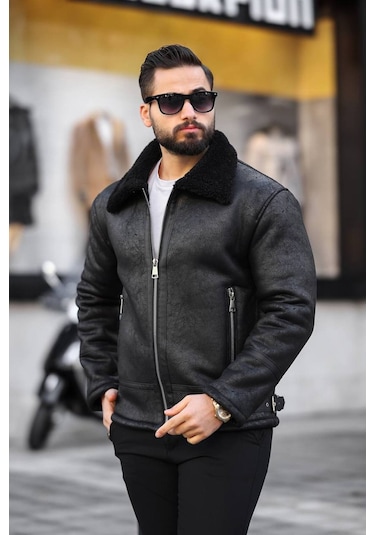 İçi Kürklü A Kalite Napa Deri Mont / Ceket Siyah Kürklü