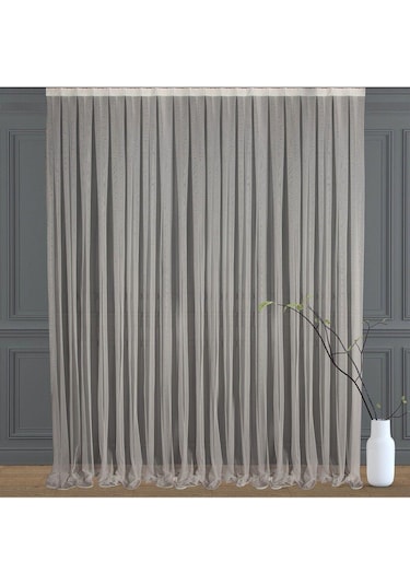 Ekru Düz Tül Perde Grek Etek Kurşunlu Sık Pile 1'e 3 Pile-ekru Ekru