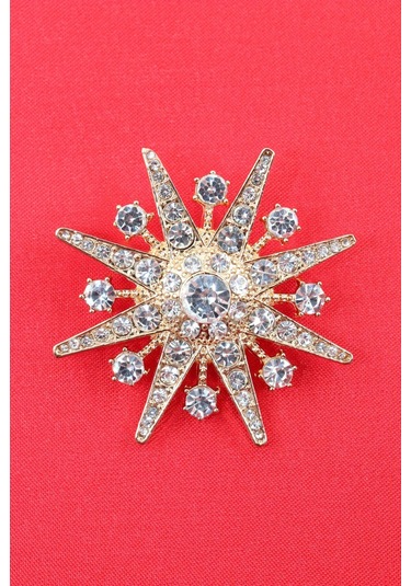 Gold Kar Tanesi Broş. Taşlı Tasarım Broş. Yaka İğnesi Broş. Kadın Broş. Erkek Broş. Broş. Unisex Gold