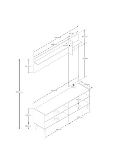 5065 Theo 4 Kapaklı 6 Raflı 4 Askılı Sağ Aynalı Portmanto Beyaz