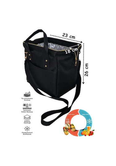 Anne Bebek Askılı Taşıma Çantası Isı Yalıtımlı Termal Yemek, Mama, Beslenme, Gıda Çantası Siyah