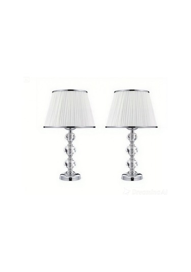 2 Adet Cam Taş Serisi Masa Abajuru-gece Lambası - Dekor Aydınlatma Krom