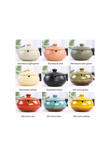 Yunboo Klasik Seramik Kapaçklı Tütünlük - Derin Kabuk, Sigara Yeri, Kaymaz Altı, Ev Dekorasyonu Kırmızı