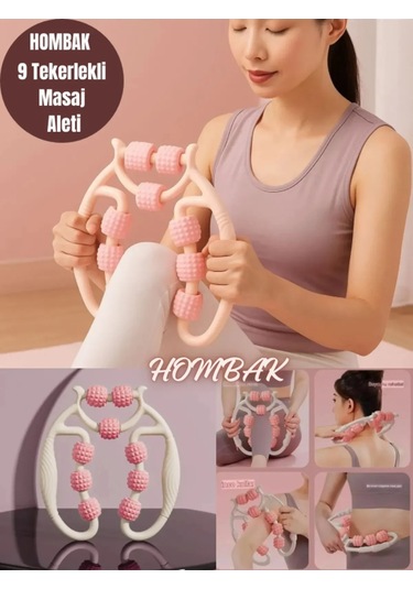 9 Tekerlekli Yoga Fitness Silindiri Roller 4741 Açık Mavi