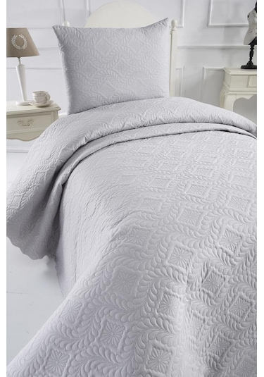 Ultrasonik Kapitoneli Elite Tek Kişilik Yatak Örtüsü Gri Gri