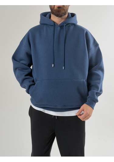 Cocopelli Erkek Şardonlu İndigo Hoodie Coc2605 Çok Renkli