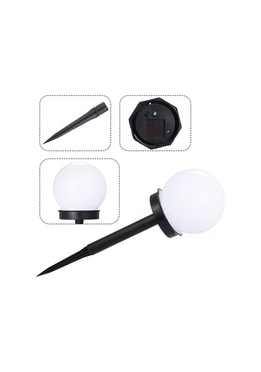 Led Güneş Enerjili Ampul Lamba Su Geçirmez Açık Bahçe Sokak Güneş Paneli Küre Işık Soğuk Beyaz 2 Adet