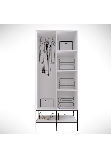 Pasific Home Martin 2 Kapaklı Gardırop Elbise Dolabı Parlak Beyaz