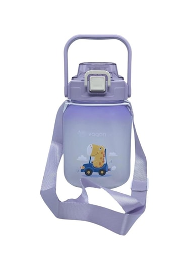 Vagonlife Vgn2275-t Mor 1100ml Çocuk Pipetli/pipetsiz Kullanım Su Matarası -askılı