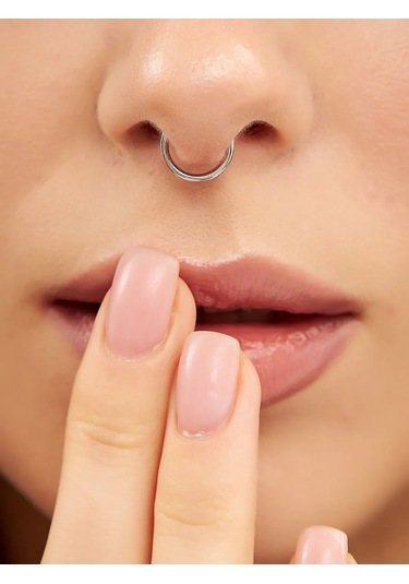 Markiz Burun Septum Piercing Taklidi 925 Ayar Gümüş Sahte 71439313 Gri