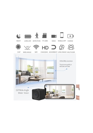 Hombey Ev Ve Dış Mekan Kullanıma Uygun 1080p Hd Wifi Kamera - Gece Görüşü, Canlı İzleme, Kablosuz, Manyetik Tutma, Sd Kart Desteği