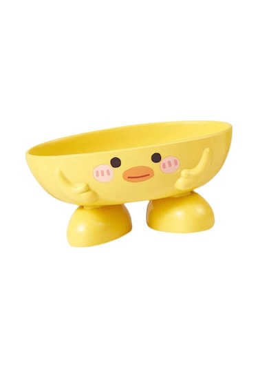 Çocuklar İçin Ördek Sabun Kutusu Karikatür Sevimli Hızlı Kuruyan Yükseltilmiş Sabunluk Çoklu Drenaj Delikleri İle Sarı