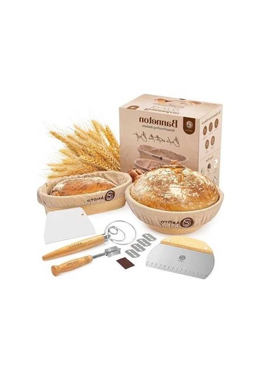Maoyaya 10 Yuvarlak + 11 Oval Banneton Ekmek Sepeti, Maya Kiti, Ekmek Topal, Kazıyıcı, Keten Astar - Altın Altın