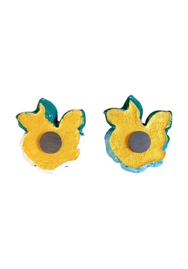 Uretti - Ayşe 7362 5735 El Yapımı Minik 2'li Mavi - Bordo Renk Gül Magnet - 6 X 7 Cm