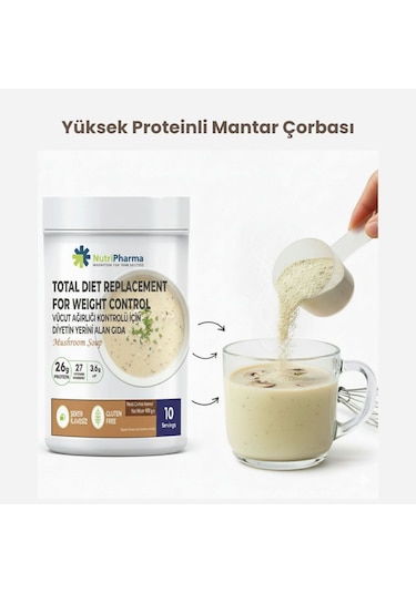 Whey Proteinli Mantar Çorbası Öğün Tozu Bariatrik Diyet Protein Tozu, 600g Diğer