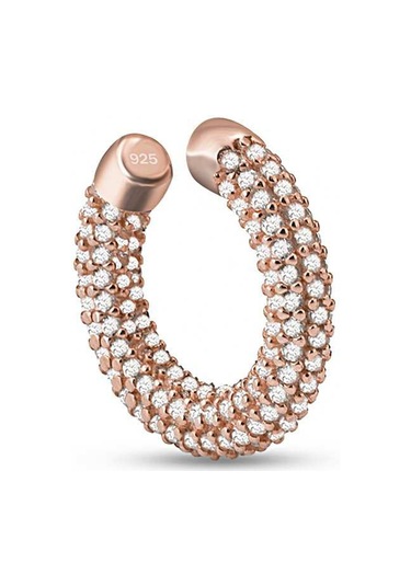 Halka Gümüş Kıkırdak Küpe  Rose