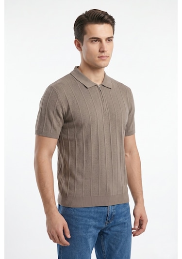 Baglan Erkek Spor Polo Yaka Triko Tişört Bgl-st05373 Vizon