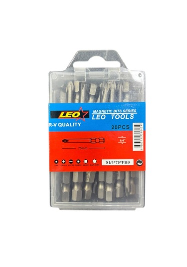 Leo Ph0 75mm ¼ S2 Kalite Mıknatıslı Bits Yıldız Uç 20 Adet