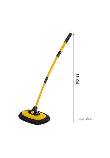 Yeni Tasarım Teleskopik Saplı Araç Yıkama Süpürgesi Makarna Uçlu Uzatılabilir Yaylı Mikrofiber Fırça - 1 Adet