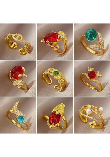 Geometrik Elmas Taşlı Yuvarlak İnci Yüzük No.26 Çok Renkli