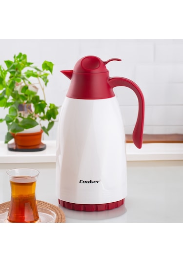 Coocker 2099 Cam Termos - Çay Kahve Keyfi Beyaz 1,3 L